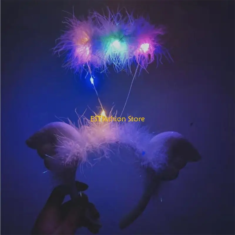 Y5GC LED Angel Hoofdband Headpiece voor Fancy Cosplay New Years Party Xmas Halloween Supply Child Kids Gift