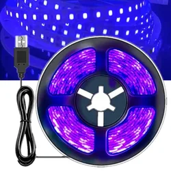 DC 5V UV 5M LED Light Strip Ultraviolet 385-400nm Black Light 2835 SMD UV Lamp Flexible LED Ribbon for Glow Fluorescence party