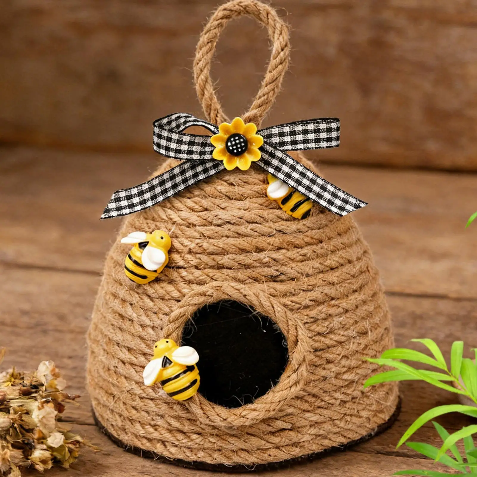 Bee Hive Decor Hexagon Rope Basket Cute Aesthetic Honeycomb Shelf Sitter Farmhouse Tiered Tray Decor Spring Bee Ornament
