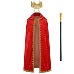 Birthday Hat Princess Prince Crown Set Kids Girls Boy Party King Robe Cape Christmas Halloween Costume Cloak