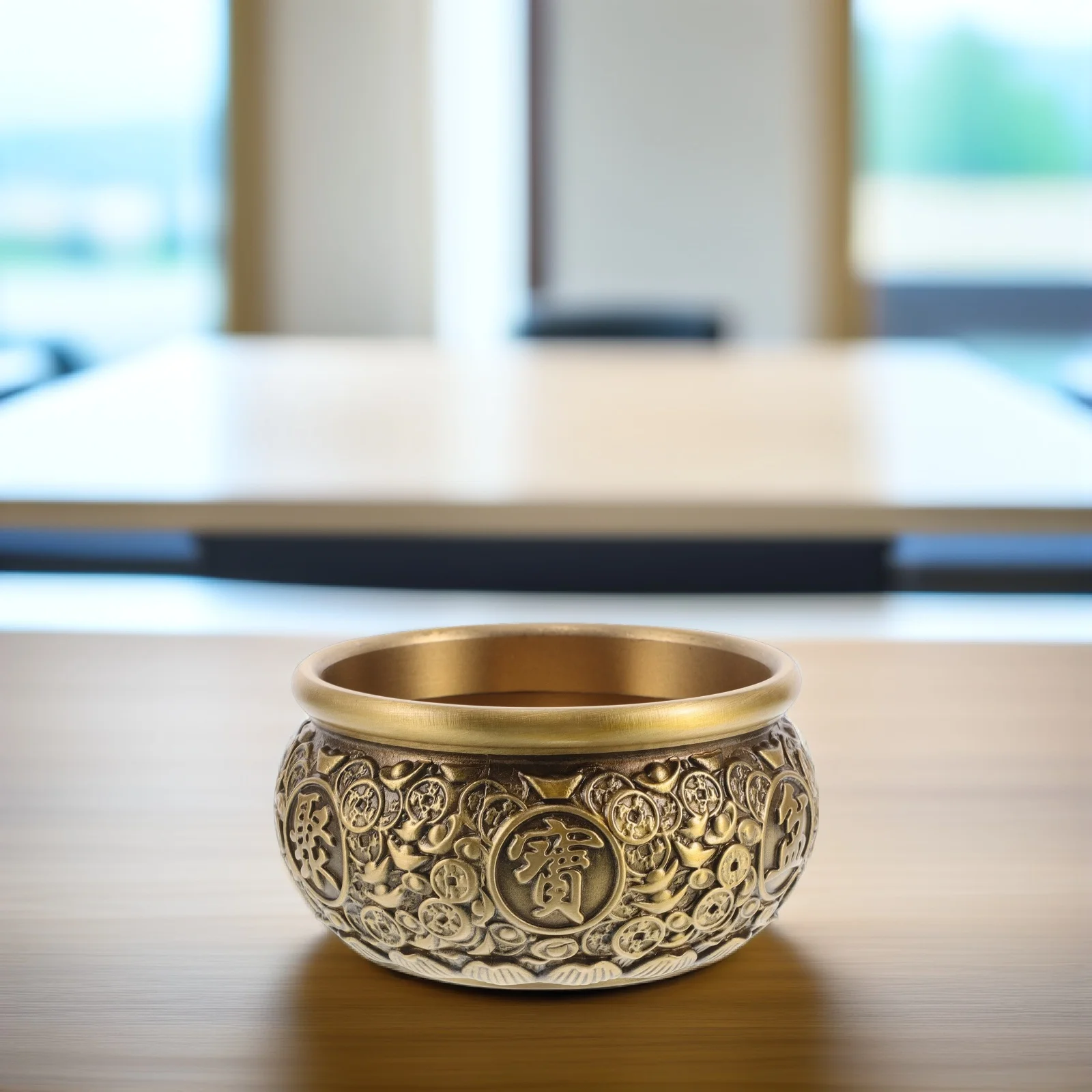 

Vintage Copper Treasure Bowl 8.7 Inch Money Holder For Wealth Prosperity Feng Shui Decor Home Office Altar Bowl