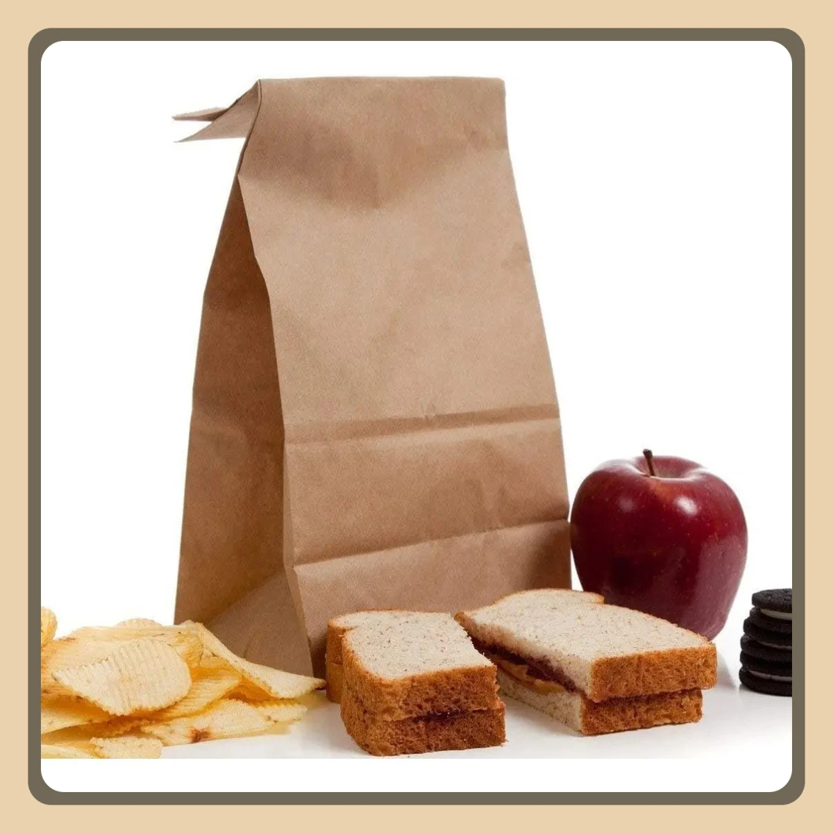 Bolsas de papel marrón resistentes de 8 libras, 50 unidades, bolsas para llevar sin alimentos para servicio de entrega de restaurantes
