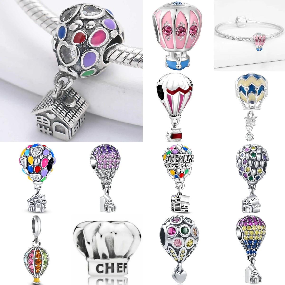 

New 925 Pure Silver Romantic Hot Air Balloon Charm Beads Fit Bracelets Original DIY Fashion For Women Party Gifts