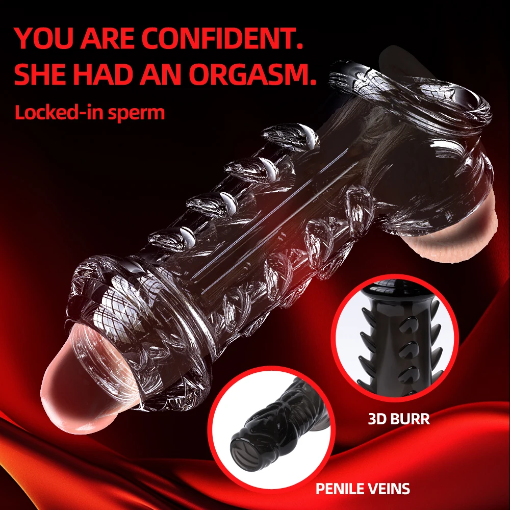 Soft Penis Sleeve Reusable Condom Extender Penises With Particles Toys Erotic Penis Extender Delay Ejaculation Sex Toy Men