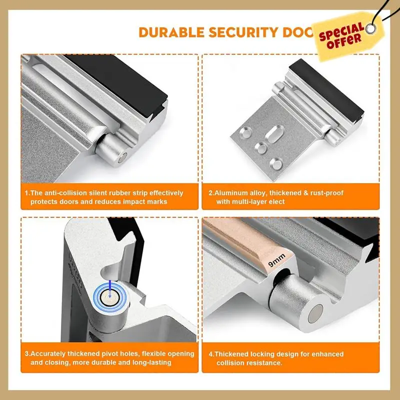 Paquete de 2 cerraduras de refuerzo de puerta de seguridad para el hogar, cerraduras de puerta de seguridad para el hogar, previenen la entrada no autorizada, cerraduras de seguridad plateadas