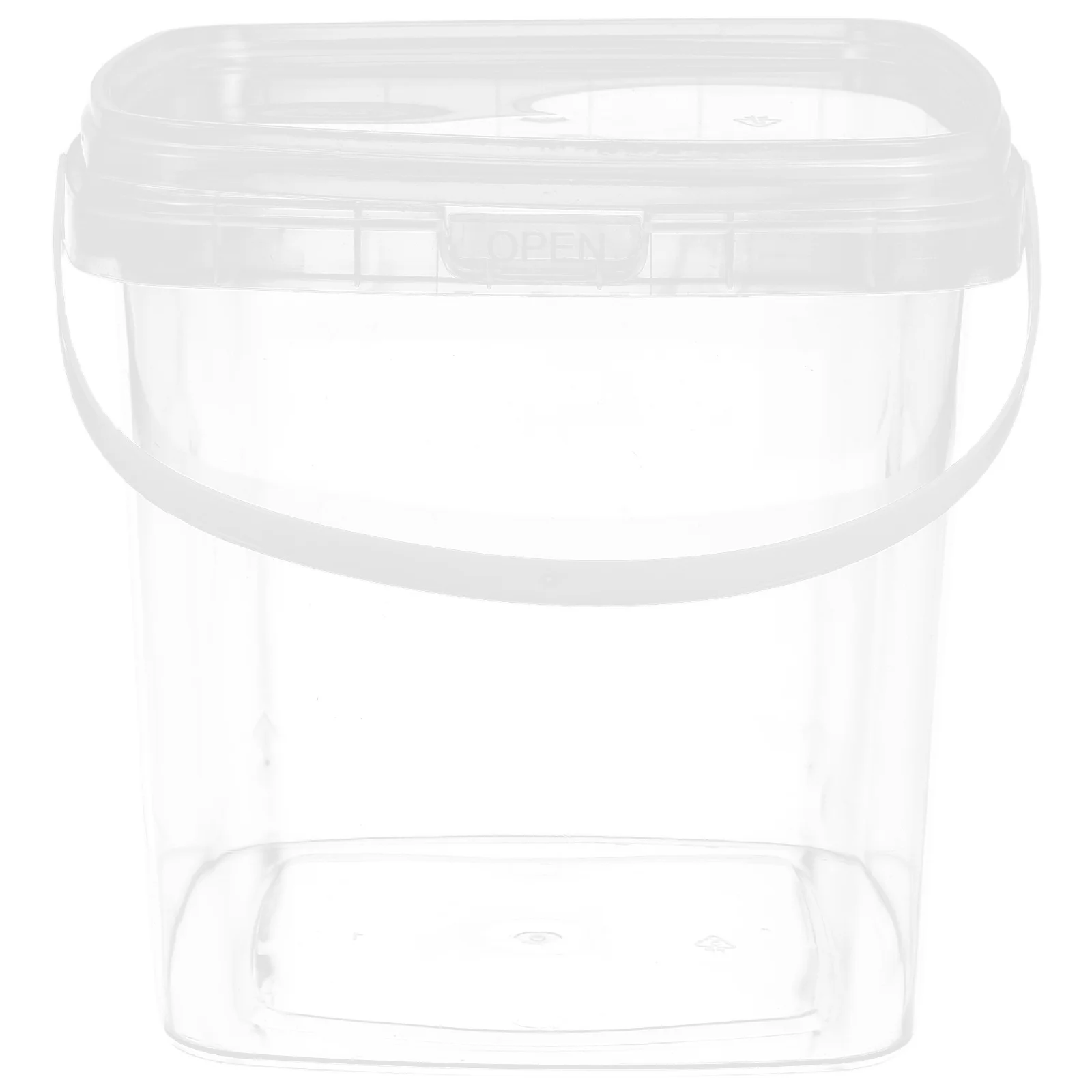 

Clear 0.5 Gallon Square Plastic Bucket with Lid 2 Liter Water Container for Food Storage Ice Cream Washing Milk Jug Pail Basin