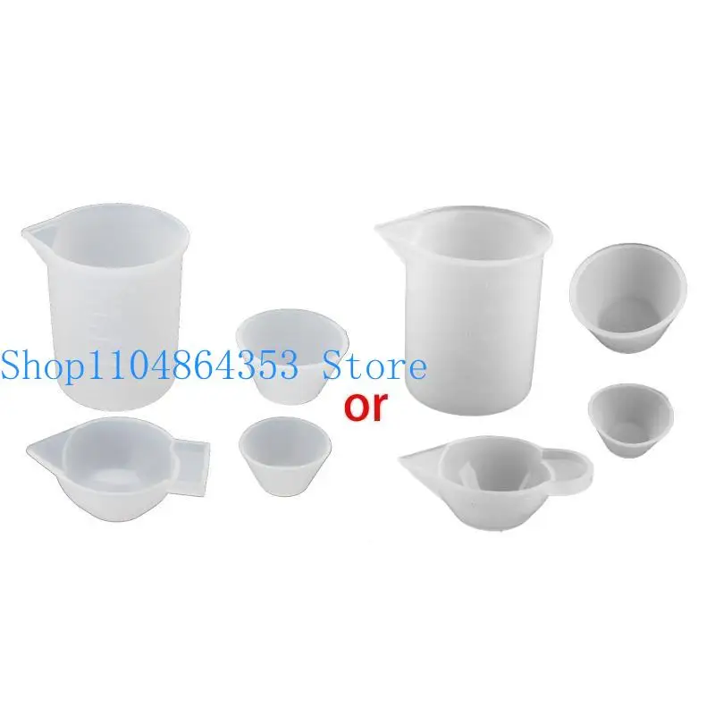 652F 4Pcs Silicone Mixing Cups Measuring Cups 100ml 10ml DIY Resin Jewelry Tools Reusable Crystal Clear Epoxy Resin Tools