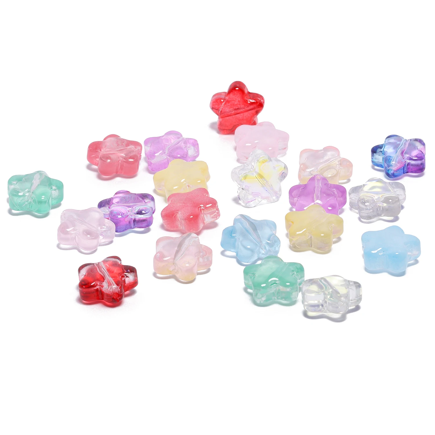 20pcs Five-pointed Star Colorful Lampwork Czech Beads Loose Glass Beads for Jewelry Making DIY Necklace Accessories 11.5mm