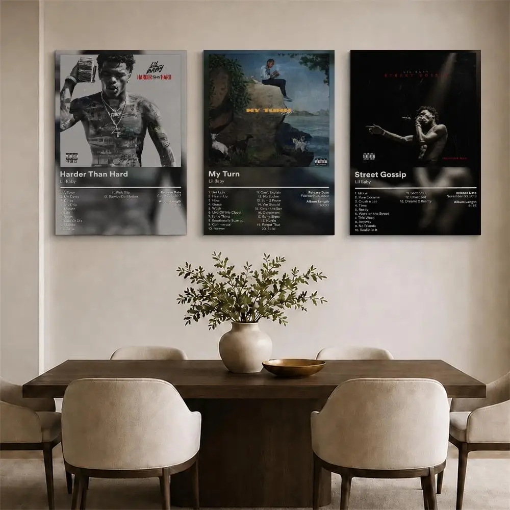 Lil B-Baby Album Singer Framed Wall Painting Ready to Hang Canvas Art Poster for Living Room Bedroom Home Decor Decals