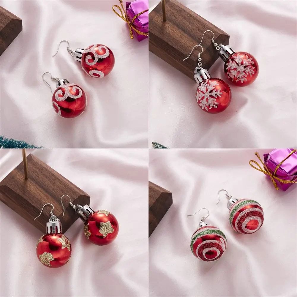 Creative Design Dangle Fashion Stars Christmas Earrings Spherical Snowflake Shape