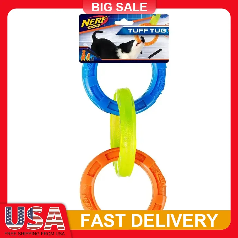 

Large Triple Ring Tug of War Dog Toy Durable TPR Chew Resistant Interactive Plaything for Strong Chewers Fetch Toss Game