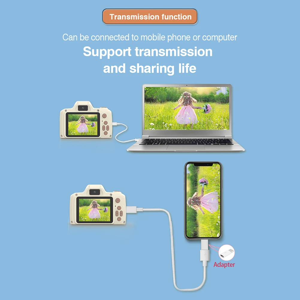 كاميرا كرتونية بعدسة طويلة للأطفال ، كاميرات فيديو رقمية عالية الدقة ، ألعاب سيلفي ، هدية أطفال ، عرض W بكسل ، جديد