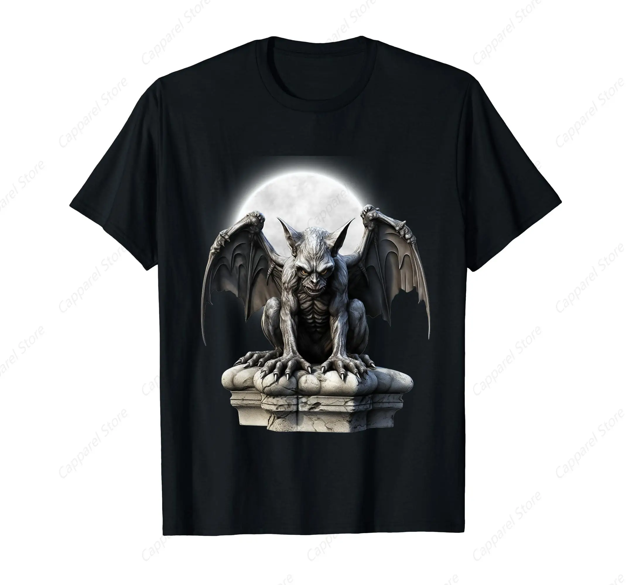Футболка в готическом стиле для мужчин и женщин, летняя хлопковая Готическая футболка с крылышками и надписью «Goth Fantasy Moon», 100%