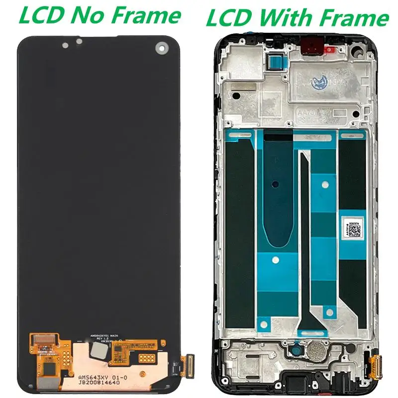 6.4  Original LCD For OPPO Realme 8 Pro LCD Display Screen Touch Panel Parts Realme 8pro RMX3081 8 RMX3085 Display With Frame