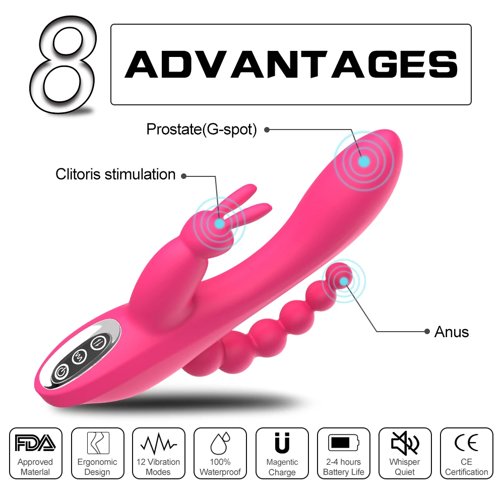 

3 In1 Rabbit G Spot Clitoris Vibrator Stimulator Female Nipple Vaginal Anal Masturbator Clit Stimulate Masturbator Vibrator