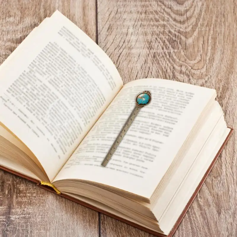 Classical Handmade Retro Dried Immortal Flowers Metal Bookmarks Multifunction Ruler Bookmarks Office Supplies Desk Accessories