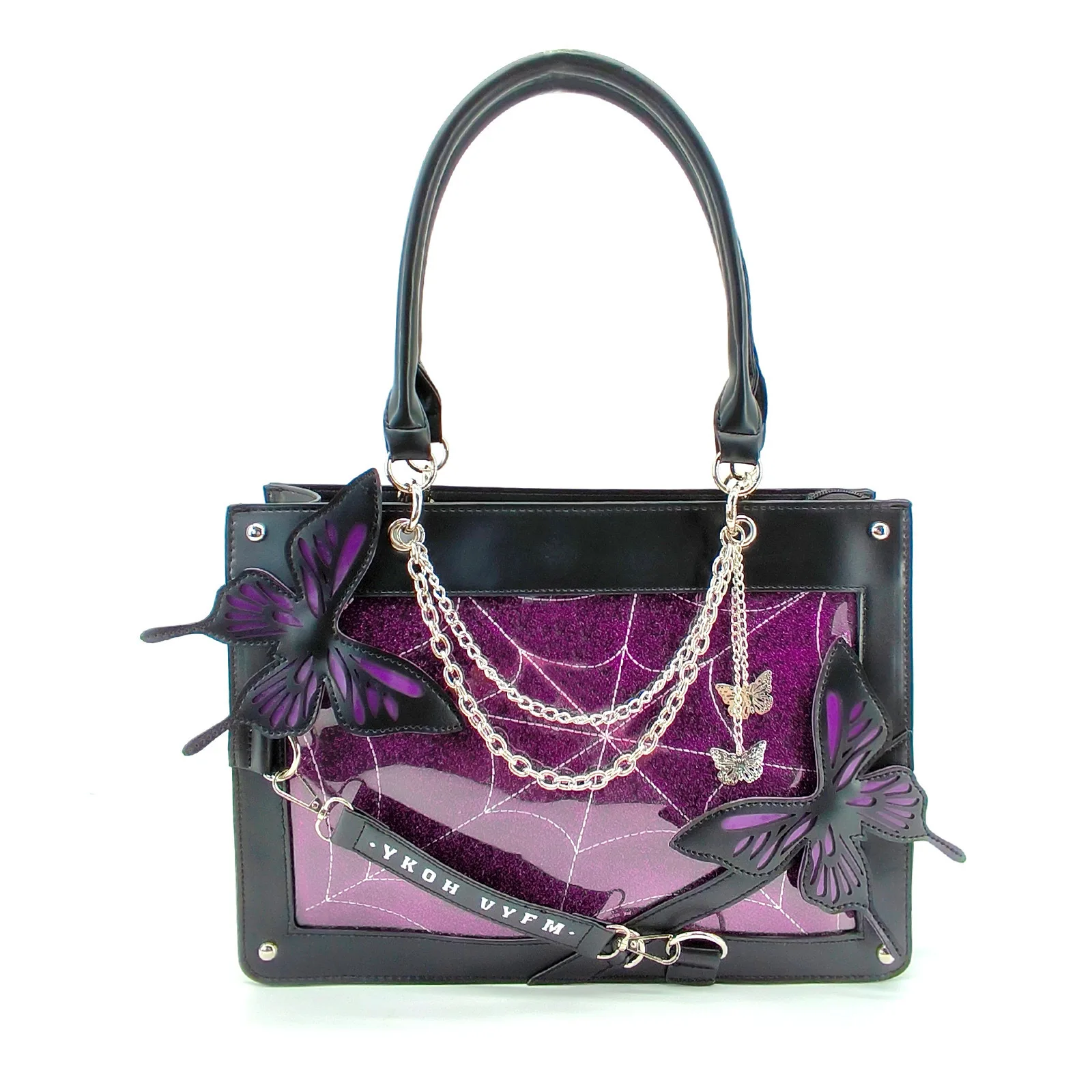 

Adult New Silver Maze Butterfly Pain Bag Women's Tote Bag College Students Large Capacity Square Pu Crossbody Bag Female