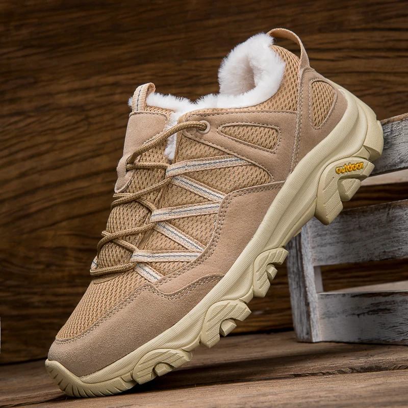 

New Couple Winter Boots Men Women Plush Warm Ankle Boots Comfortable Non-slip Outdoor Hiking Shoes sneaker Winter Man Work Shoes