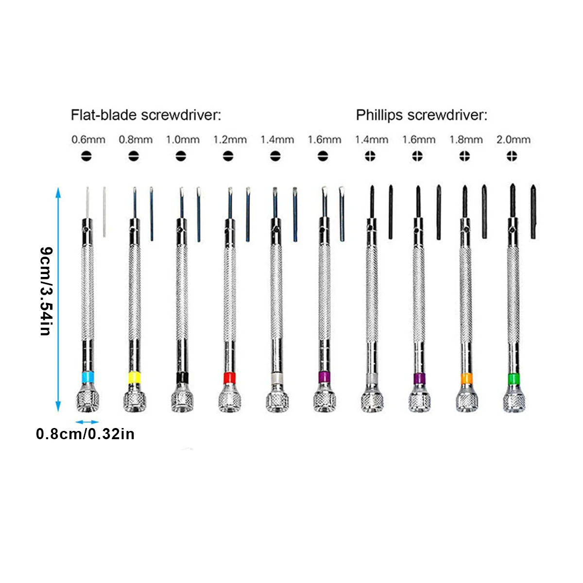 10 Pieces Precision Screwdrivers 0.6-2.0Mm, Watchmaker\'S Screwdrivers With Demagnetizer, Screwdriver Set, Watch Tool