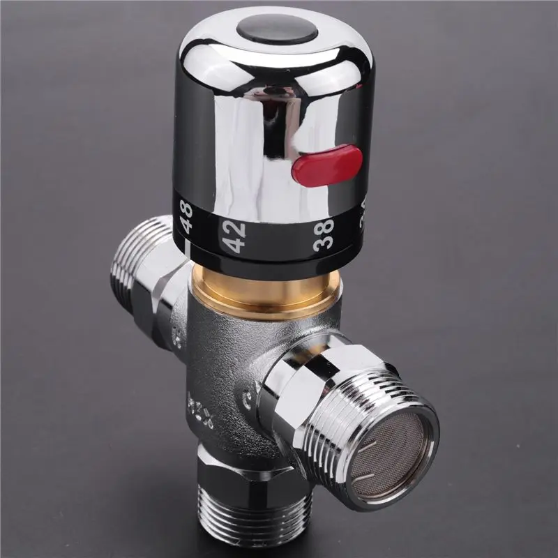 A02M-2X Solid Copper 3-Way Thermostatic Mixing Valve 3/4 Inch Solar Water Heater Valve Regulating Temperature Control Valve