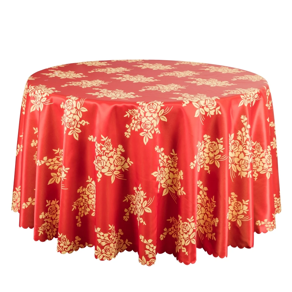 1PCS Wedding Red Round Table Cloth Luxury Dining Tablecloths For Hotel Banquet Home Decor Rectangular Table Covers Damask 260cm