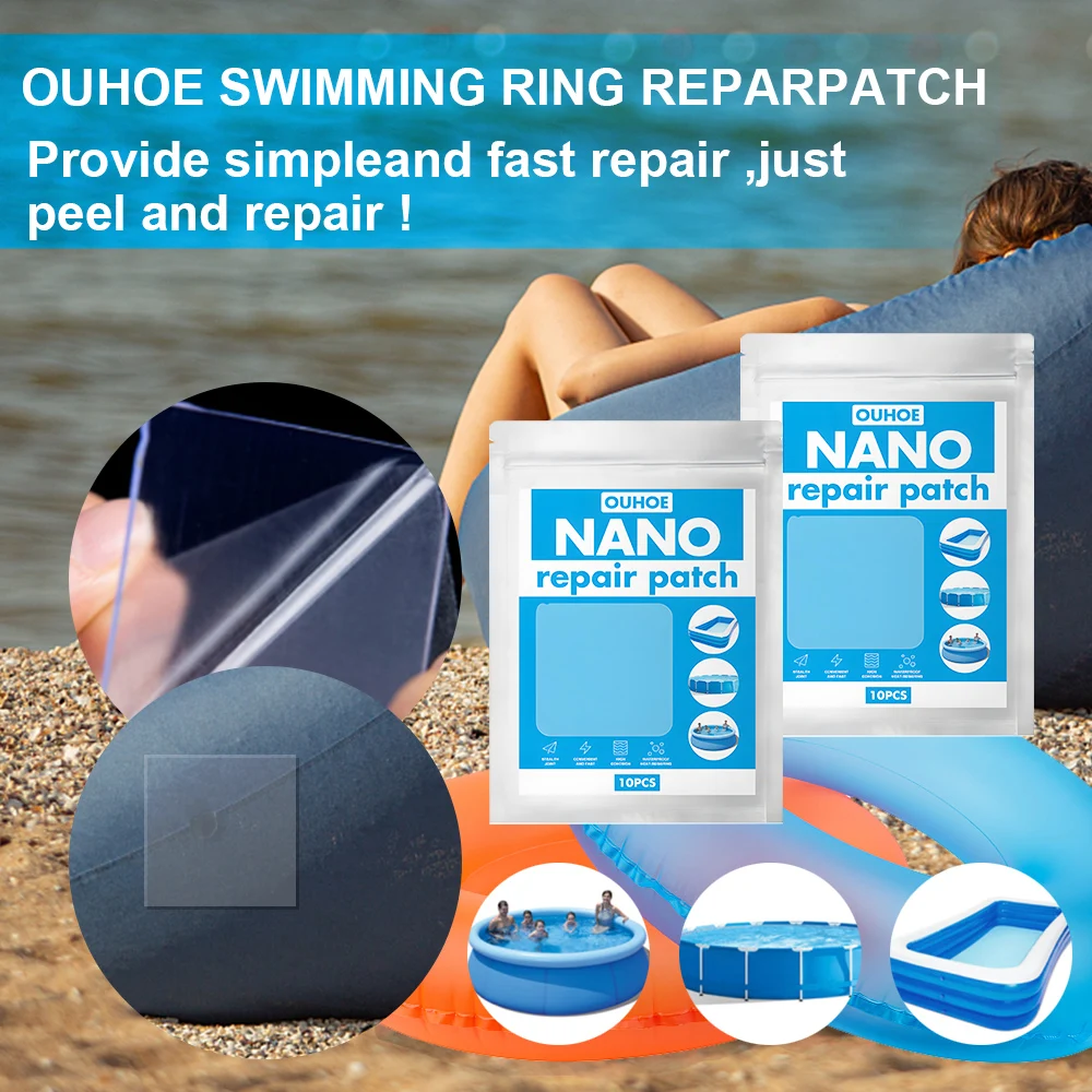 Impermeável nano reparação patch para piscina, almofada, barraca, adesivo especial, esportes ao ar livre, reparação anel de natação, 10 pcs, 20pcs