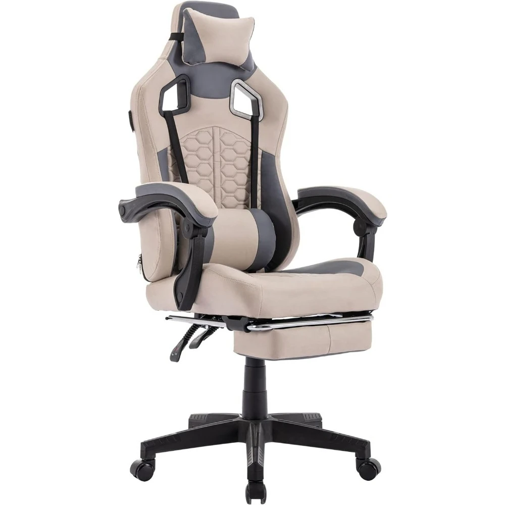 

Computer Chair With Footrest Comfortable Headrest and Lumbar Support Armchair High Back PVC Leather Ergonomic PC Gaming Chair