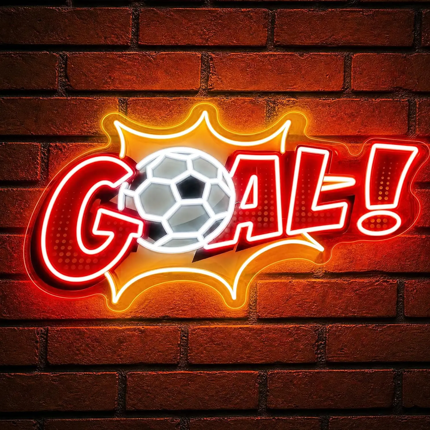 GOAL Neon Sign LED Neon Light, USB Powered Soccer Neon Lamp, Sport Club Bar Man Cave Gaming Room Bedroom Decoration Gift