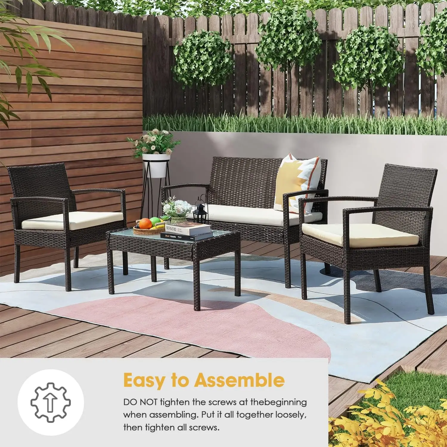 All-Weather Wicker Patio Furniture Sets,PE Rattan Outdoor Furniture,for Balcony