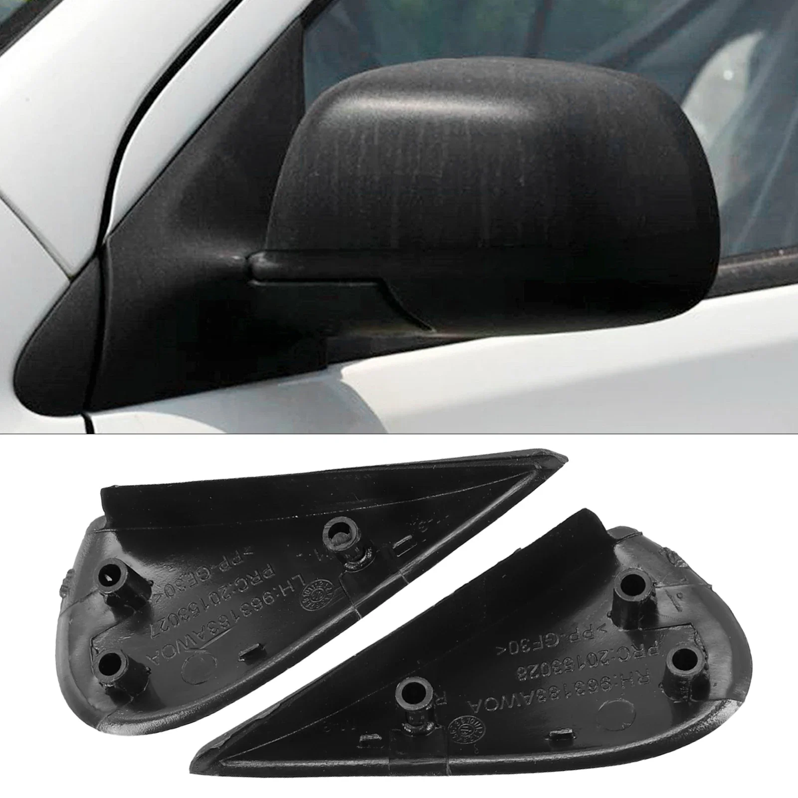 Front Right/Left Car Side Mirror Corner Triangle Cover Trim For Nissan For Versa .6L MT 2012-19 96318-3BA0A 96319-3BA0A
