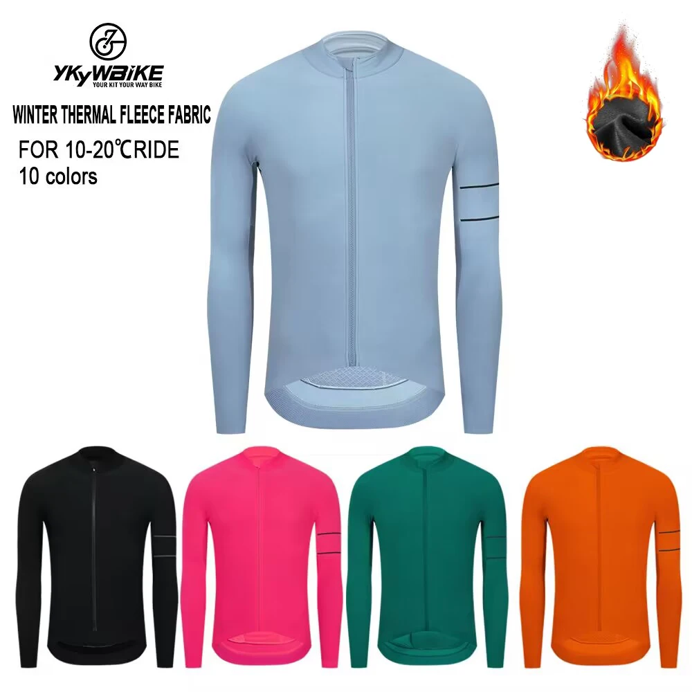 YKYWBIKE Kurtka rowerowa Zimowa koszulka z długim rękawem Odzież rowerowa Termiczny polar MTB Odzież rowerowa Jersey 10 kolorów
