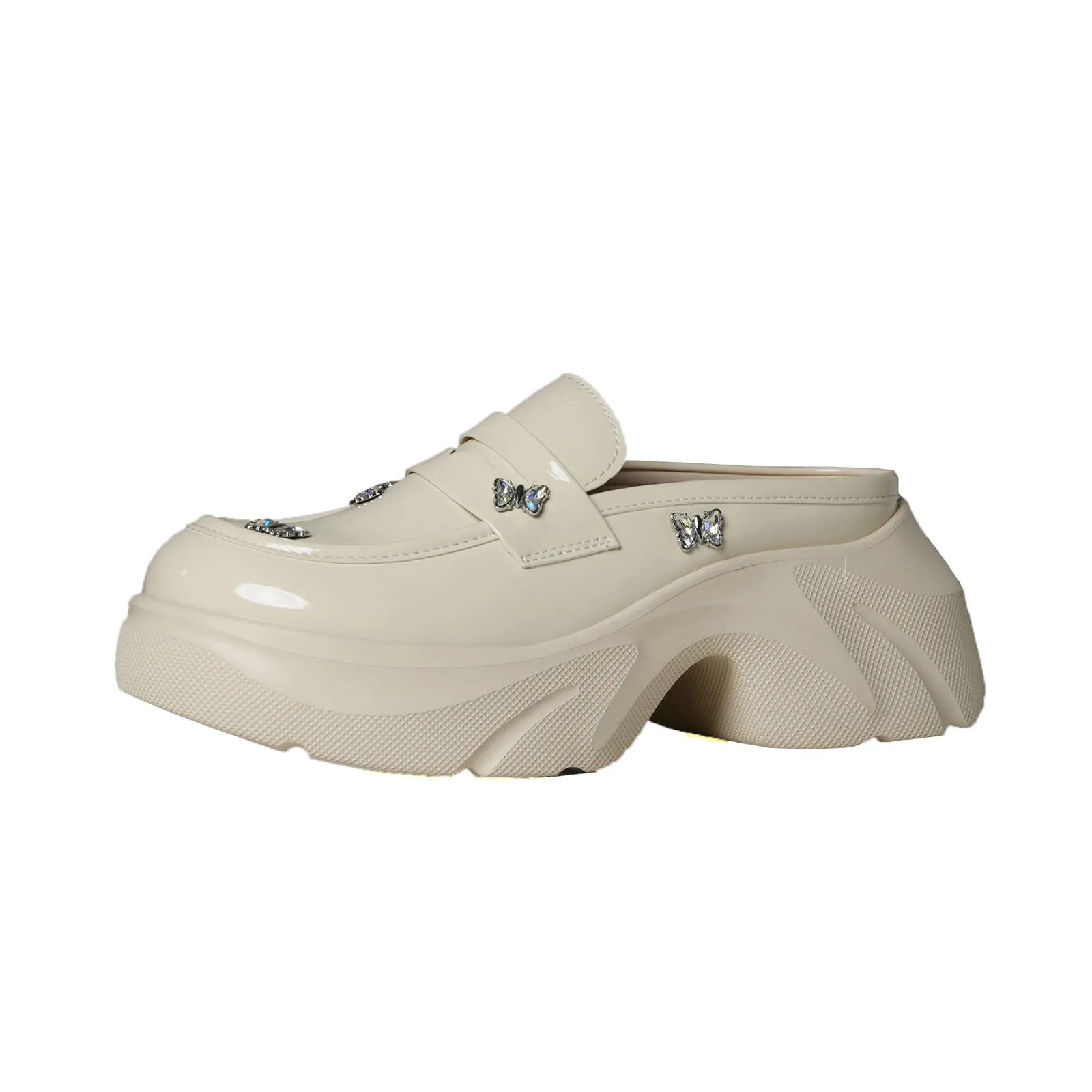 

Arden Furtado 2025 Summer cowhide Round toe platform Wedge Mules High-heeled Crystal bowknot Large size Slippers outdoor