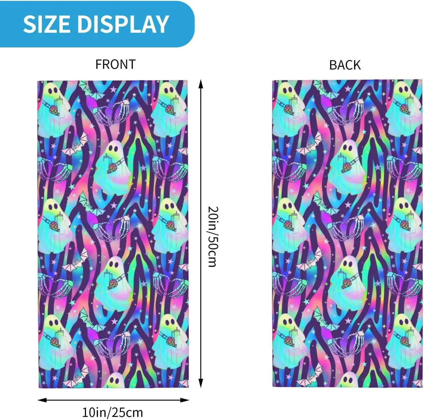 Neon Print Ghost Neck Gaiter Face Mask Breathable Bandanas Face Cover Scarf Headwear for Cycling Running Hiking