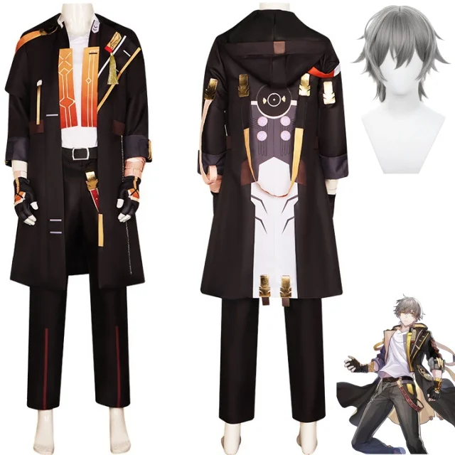 Honkai Star Rail Pionier Cosplay Kostuum Pruik Spel Uniform Loopgraaf Protagonist Broek Handschoenen Grijs Haar Mannen Halloween Feest