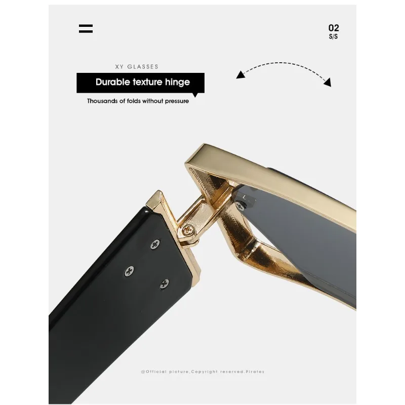 نظارات شمسية مستطيلة رائعة فاخرة بتصميم مجوف نظارات سداسية بإطار معدني نظارات شمسية Steampunk Fashoin