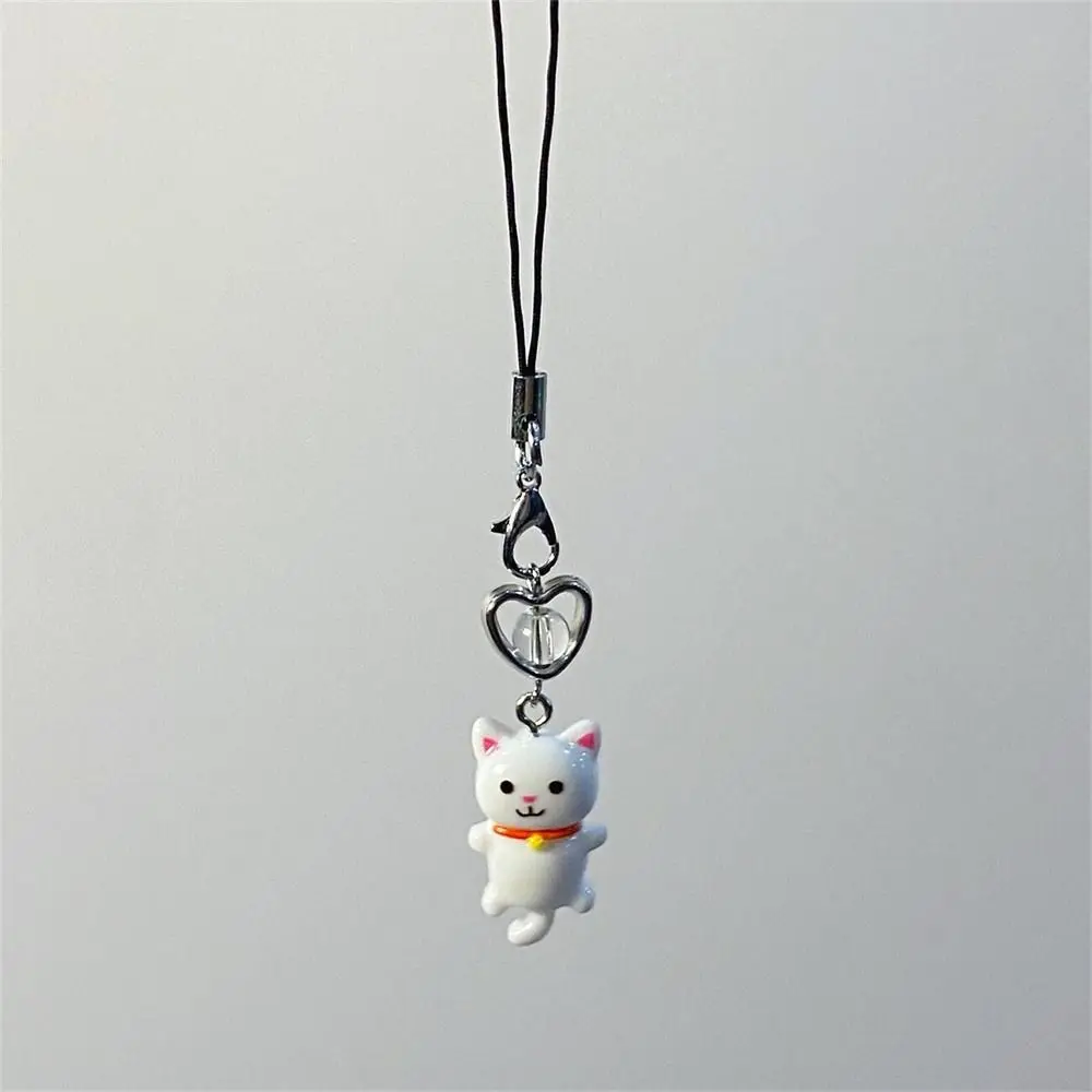 Cat Pendant Cat Phone Strap Cellphone Chain Anti Lost Y2K Phone Charm Key Ring Heart Phone Lanyard Backpack Ornament image 5