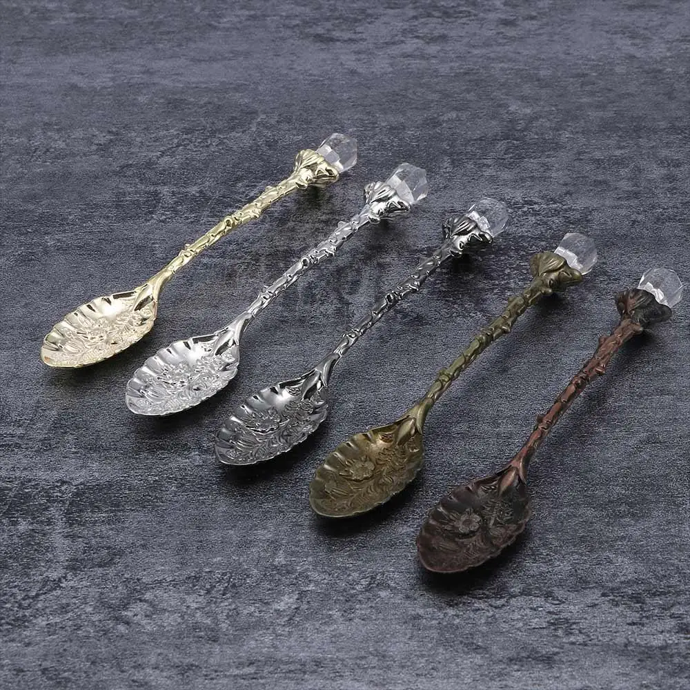 Coffee Spoon Crystal Head Tea Flatware Ice Cream Dessert Accessories Scoops Kitchen Dining Bar