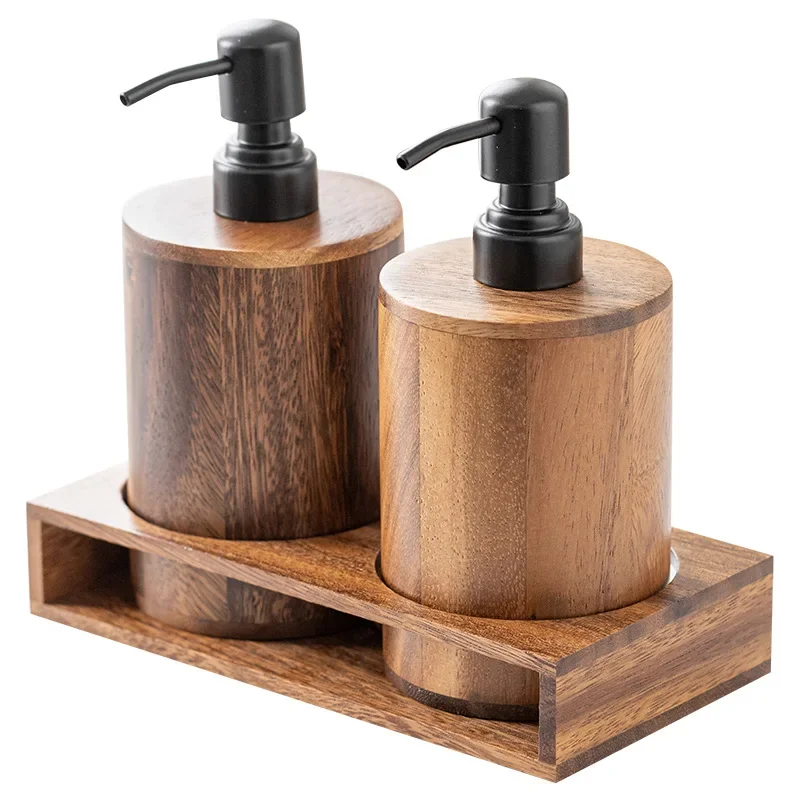 Luxury Walnut Wood Press-type Lotion Dispenser Empty Bottle Hotel Soap Liquid Dispenser Sink Lotion Bottle Bathroom Accessories