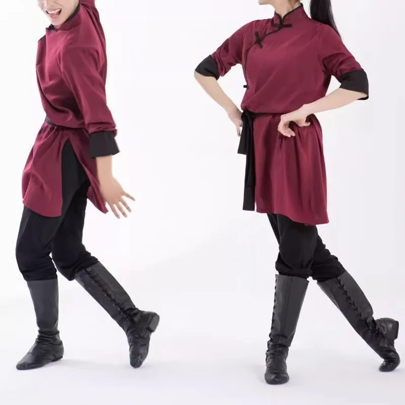 Традиционный костюм Wuxia Kung Fu для мужчин и женщин, монгольская длинная рубашка для выступления на сцене, костюм для вечеринки на Хэллоуин, униформа для практики тай-чи