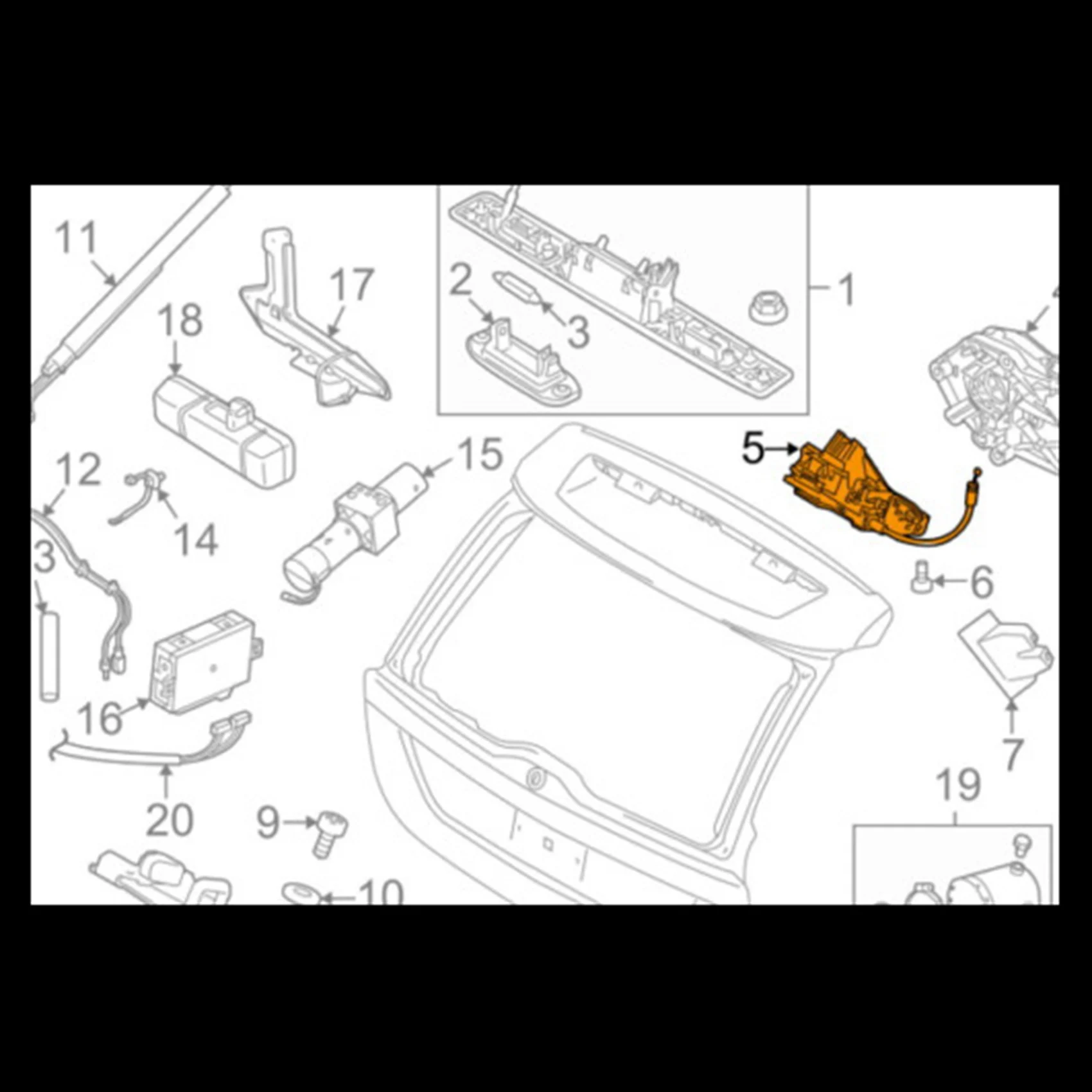 Bloco traseiro do fechamento da bagageira para Volvo XC60, fechamento da tampa do carregador para o tronco, 31440492 31440489 31440244 31440240 31335052