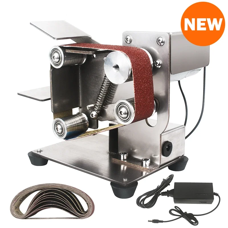 Belt Grinding Machine Electrical Polisher Machine Sharpening Machine Bench Grinder Variable Speed Mini Belt Sander Metal Sander