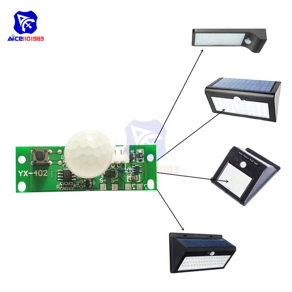 diymore 3.7V Human Body IR Sensor Module Solar Light Lamp Control Switch Module Infrared Motion Detector for Arduino