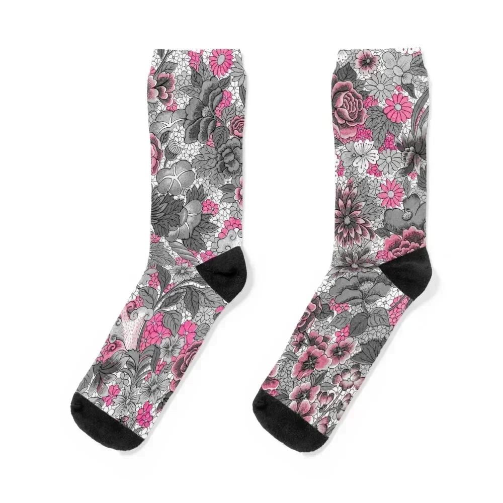 

Endless shady abstract light pink black gray floral repeated pattern Socks new year Novelties anti-slip Socks For Man Women's