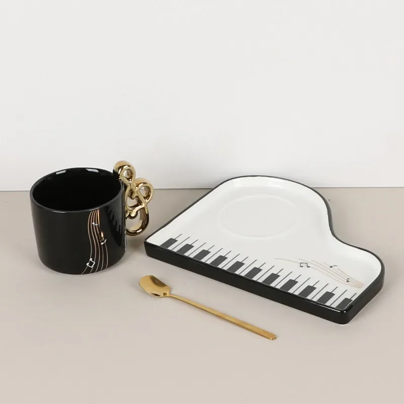 Piano Coffee Mug Gift Box Nordic Light Luxury Exquisite Musical Note Ceramic Creative Couple Birthday Teacher Day Present