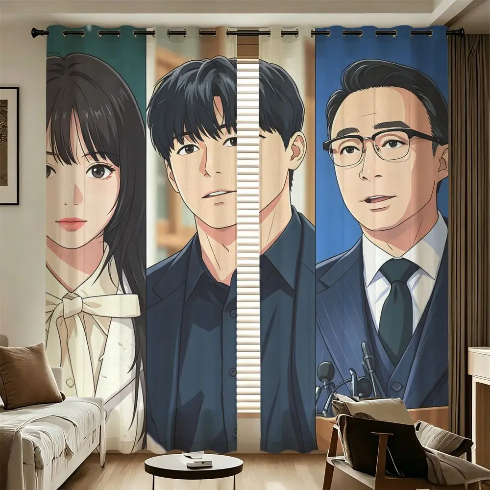 Office Trio Curtains 2 Panels 85% Light Blocking Printed Curtains Darkening Curtains Decoration Curtains Guest Room