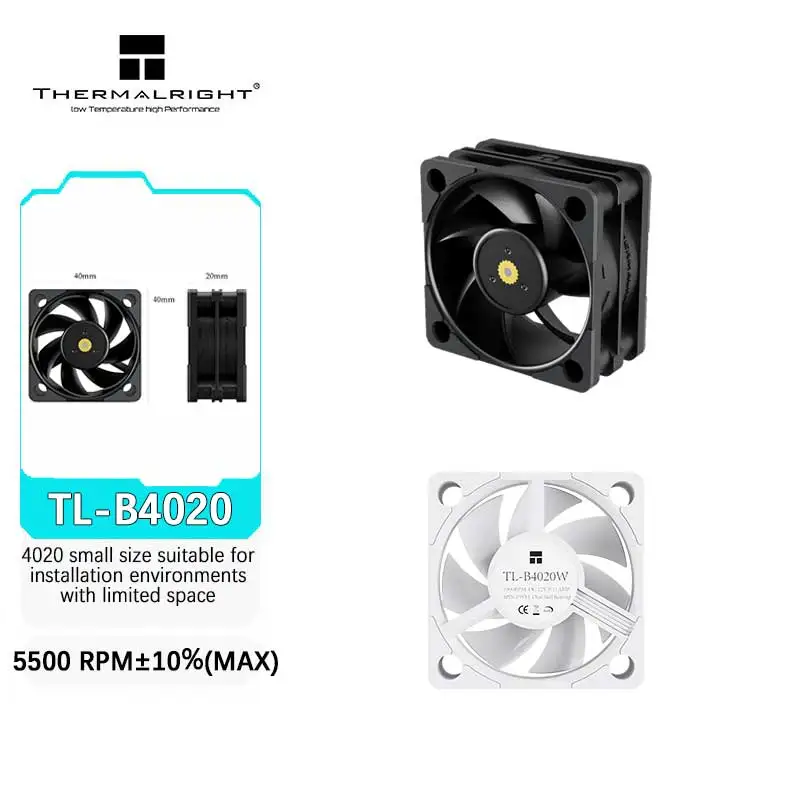 

Thermalright TL-B4020 40 мм ШИМ двойные шарикоподшипники 5500 об/мин тихие мощные охлаждающие вентиляторы для настольного компьютера мини-футляр охлаждающий вентилятор
