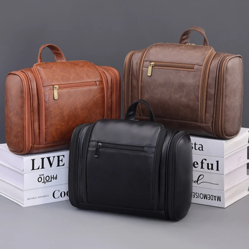 

Новая многофункциональная большая вместительная косметичка из искусственной кожи, дорожный косметический органайзер, сумка для хранения туалетных принадлежностей для женщин и мужчин