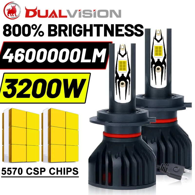 

Dualvision H4 LED Headlight 3200W 4600000LM Canbus H3 H7 H1 H11 H8 H9 9005 HB3 9006 HB4 9012 HIR2 5570 CSP 1:1 Car Lamp Fog Lamp
