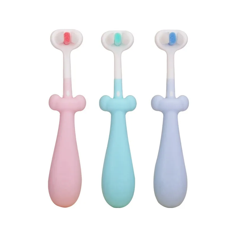 3-sided kids' toothbrushes: soft bristles fit 3-sided teeth, 10k-bristle for gums, non-slip handle, safe for babies.