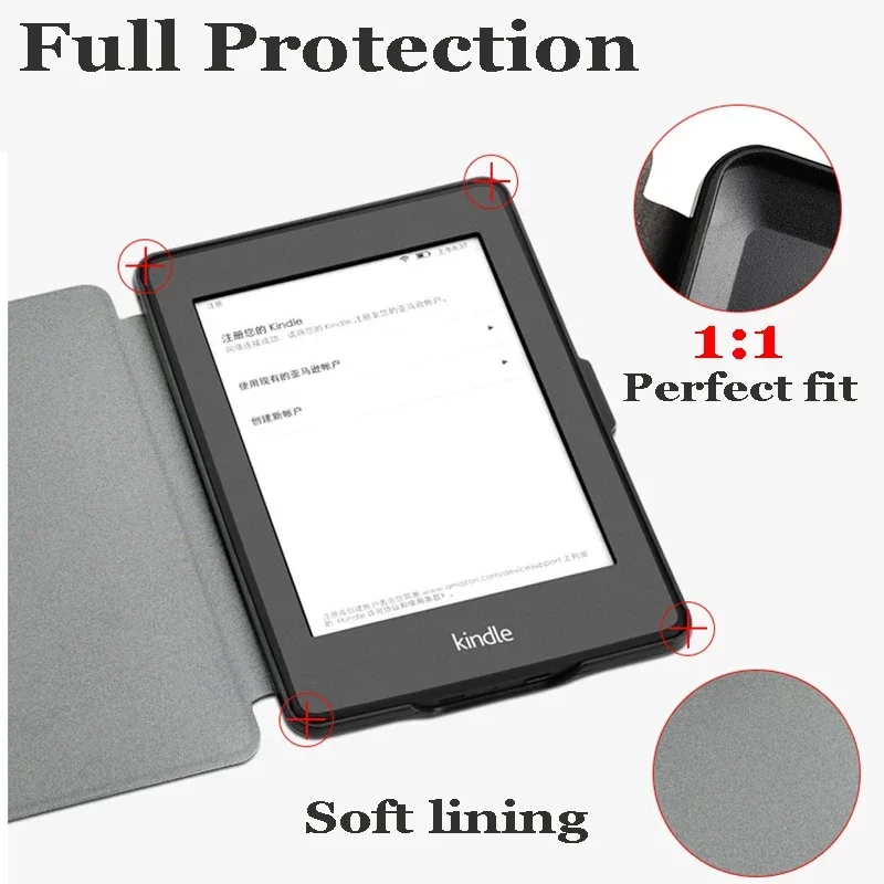 For Kindle Flip Case Voyage Paperwhite 5 2021 KPW4 123 Anti-Dust PU Leather Shockproof Cover for Tablet Case Auto Sleep Wake-up